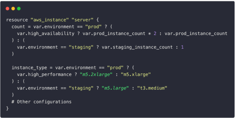 Terrafrom code with too much conditional logic 