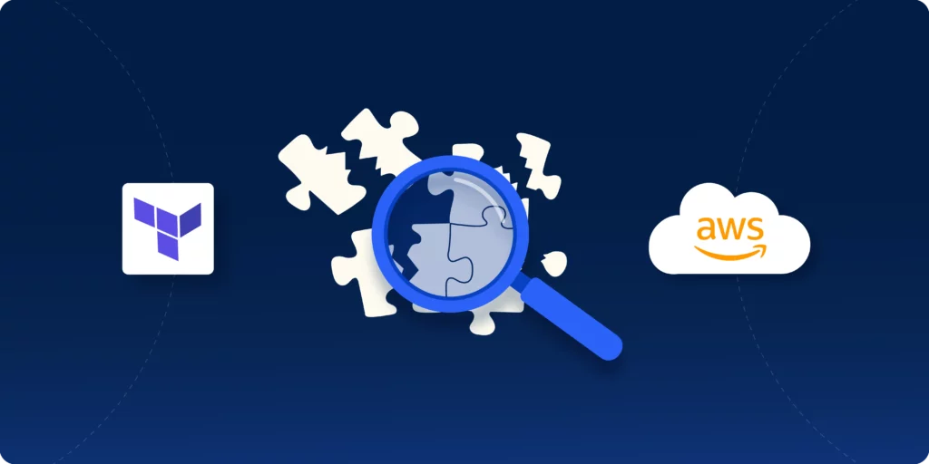Magnifying glass over broken terraform like debugging