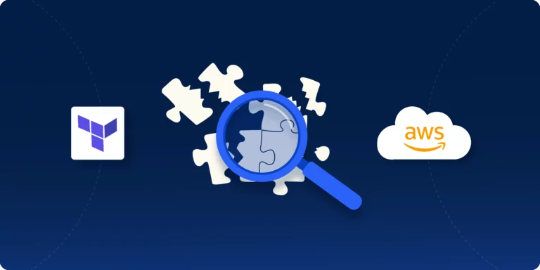 Magnifying glass over broken terraform like debugging