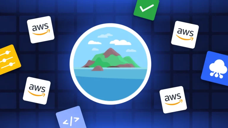 AWS and Atlantis logos around a grid