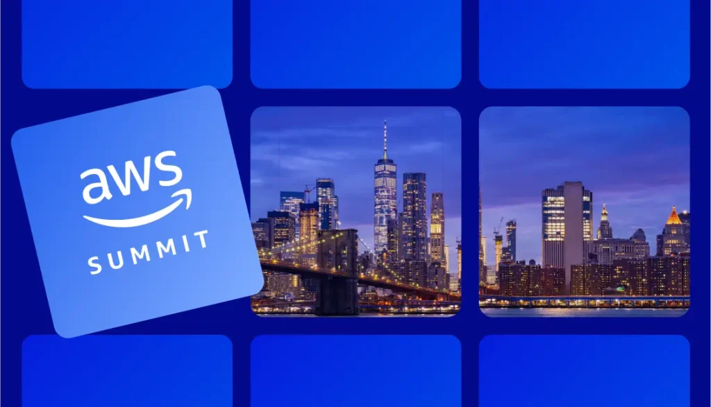 Visual of New York with AWS Summit NYC 2025 event logo.