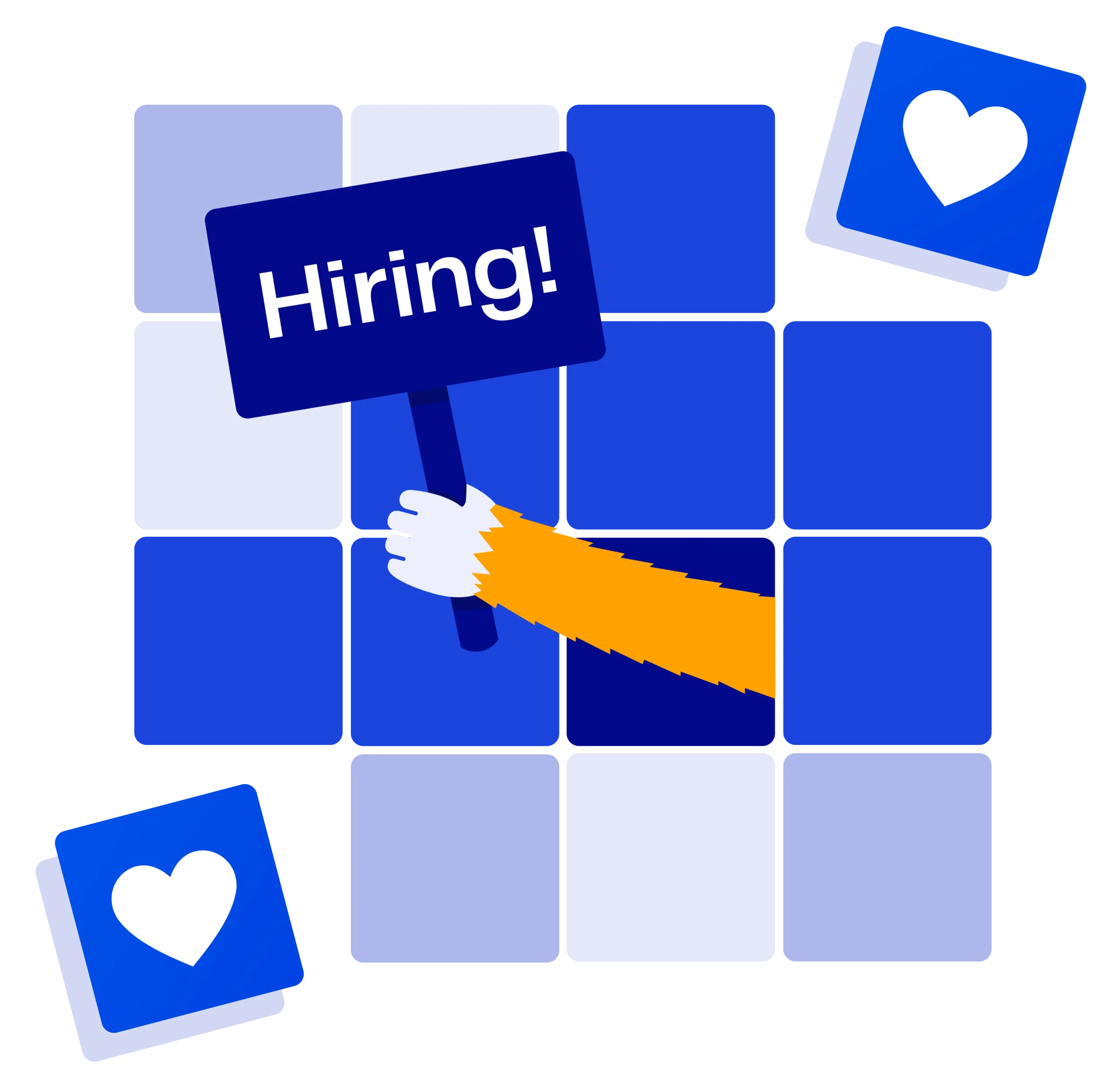 Monkey hand holding hiring sign