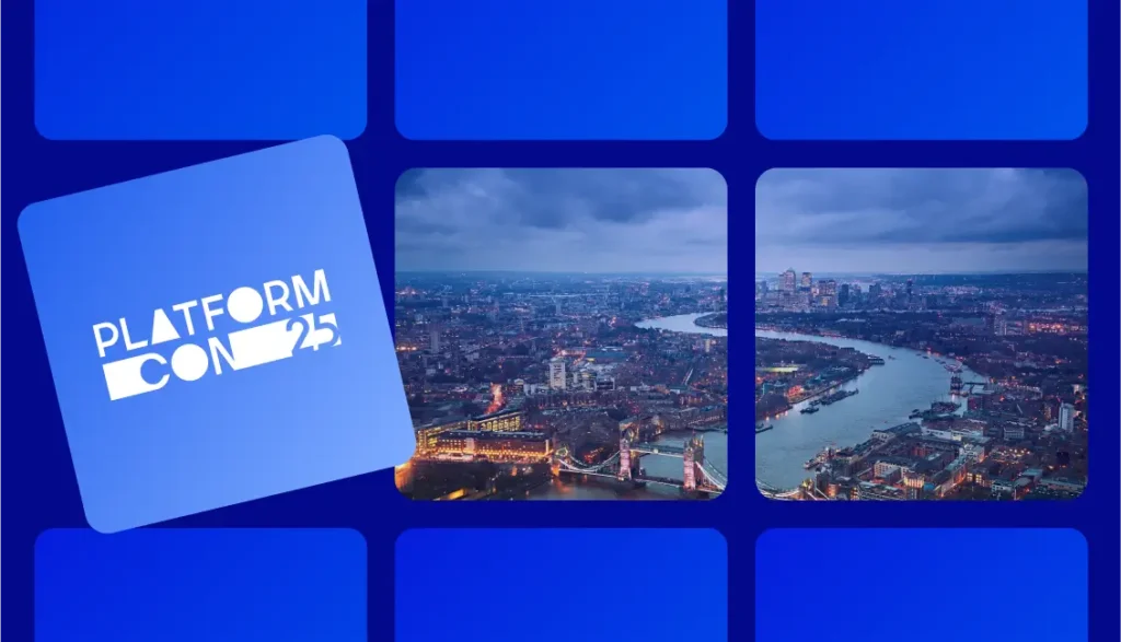 Visual of London with Platform Con live EU 2025 event logo.