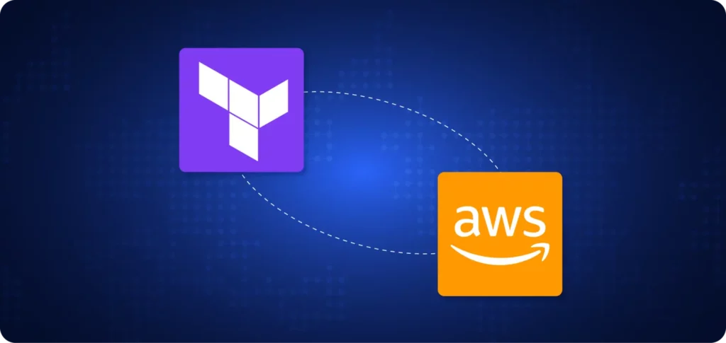 Header image illustrating the integration between Terraform and AWS. Represents how Terraform’s infrastructure-as-code capabilities connect with AWS cloud services for automated provisioning and management.