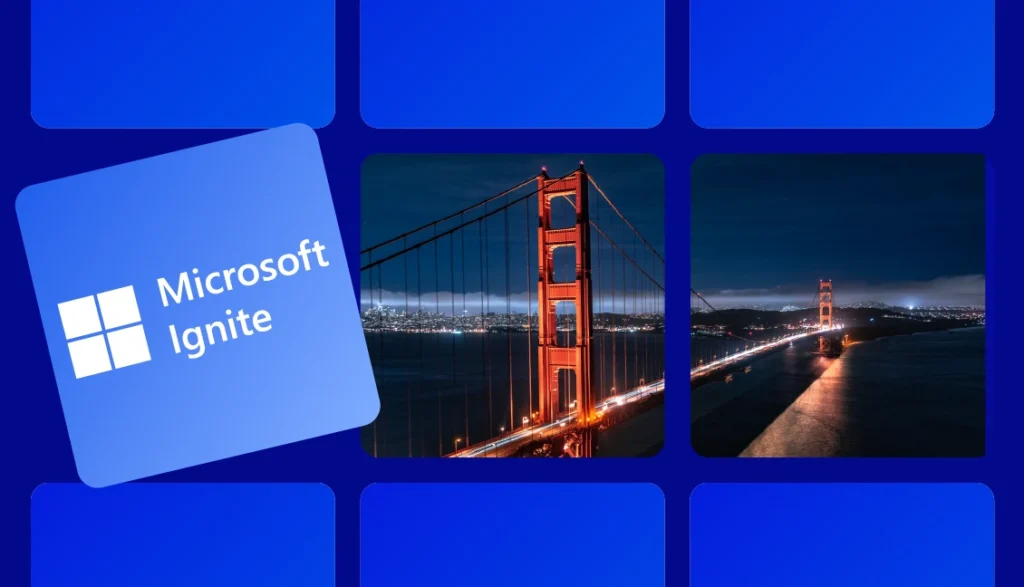 Microsoft Ignite Logo event with San Francisco bridge