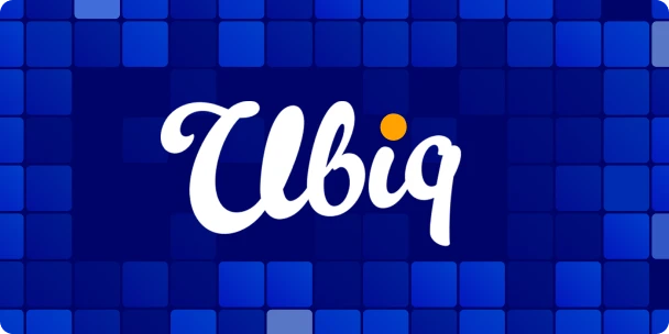 Ubiq Education logo on a blue background