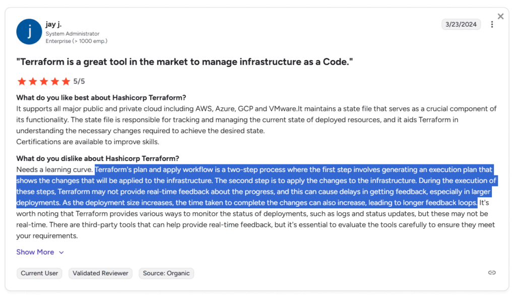 Terraform Enterprise Reviews 3 
