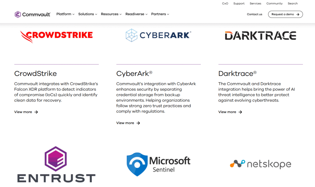 Commvault's Integrations