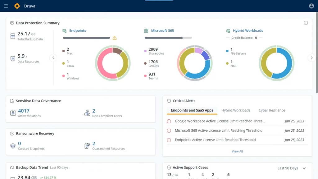 Druva Data Security Cloud Features