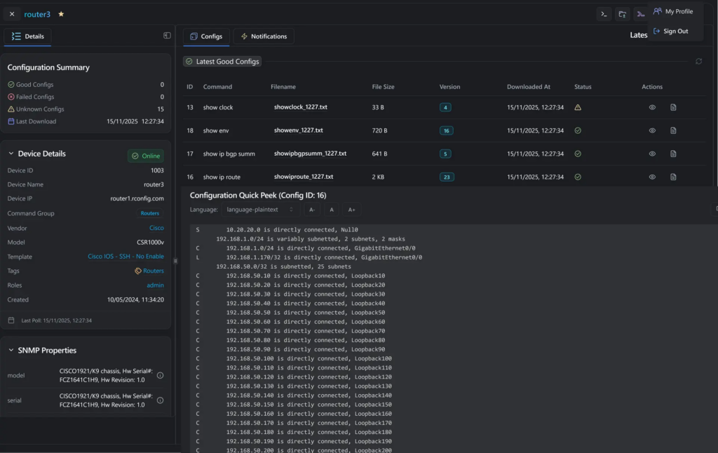 rConfig Features
