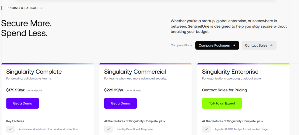 SentinelOne Singularity Pricing