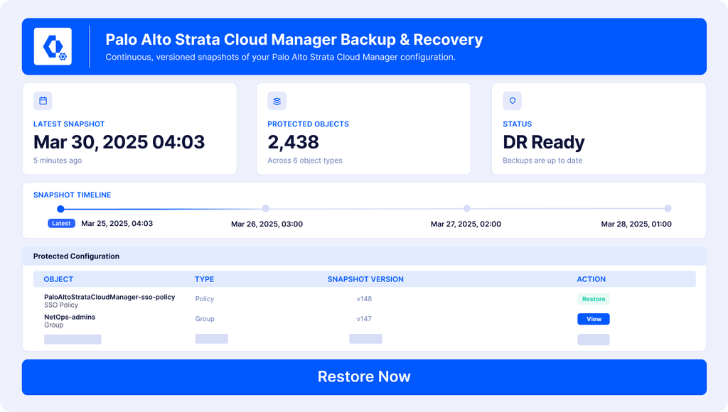 Palo Alto Strata Cloud Manager Backup & Recovery